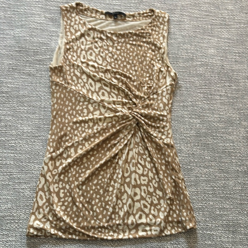 NWOT - GUCCI Size M - side knot zippered top in Tan & Cream animal print.